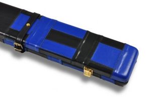 Flickwerk Lederkoffer Schwarz Blau für 3/4-geteilte Queues nah