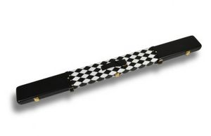 Lederkoffer Schwarz mit kleinen weißen Diamanten für 3/4-geteilte Queues zu ganz