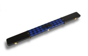Lederkoffer Schwarz mit kleinen royal-blauen Diamanten für 3/4-geteilte Queues zu ganz
